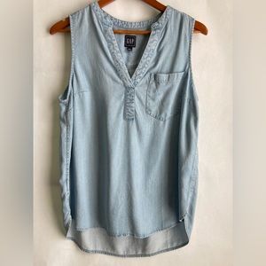 GAP Chambray Sleeveless Dress Womens M Blue - Lightweight Denim